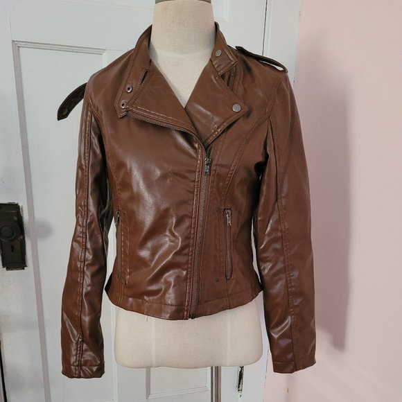 LA Redoute Collections Brown Leather Jacket Size 6 - Picture 4 of 11